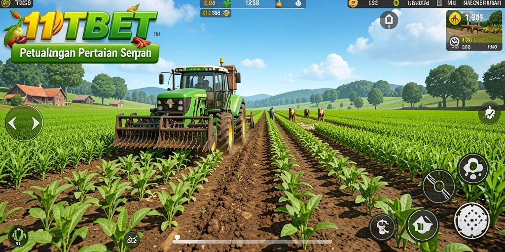Tampilan gameplay yang mengasyikkan dari 11TBET saat merawat ladang.