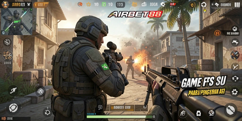 Tampilan gameplay mendebarkan dengan aksi tembak-menembak yang intens.