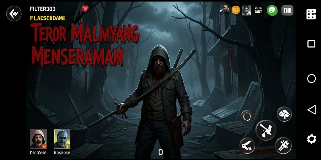 Screenshot utama menunjukkan suasana mencekam di dalam permainan.