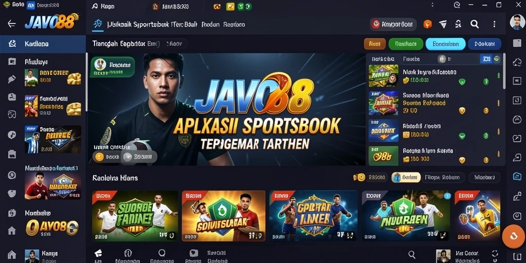 Screenshot utama gameplay JAVO88 yang menampilkan taruhan olahraga.
