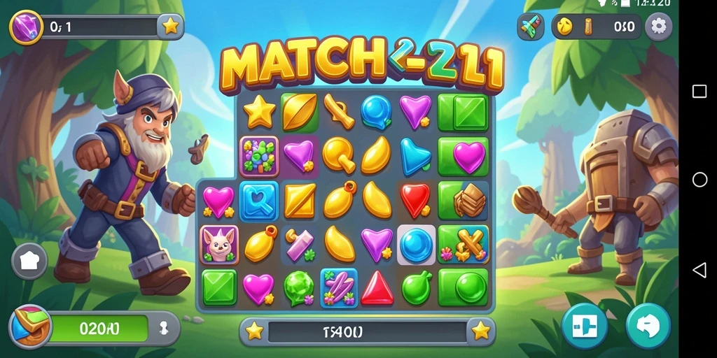 Tampilan gameplay seru dari MPO2121 yang penuh warna.